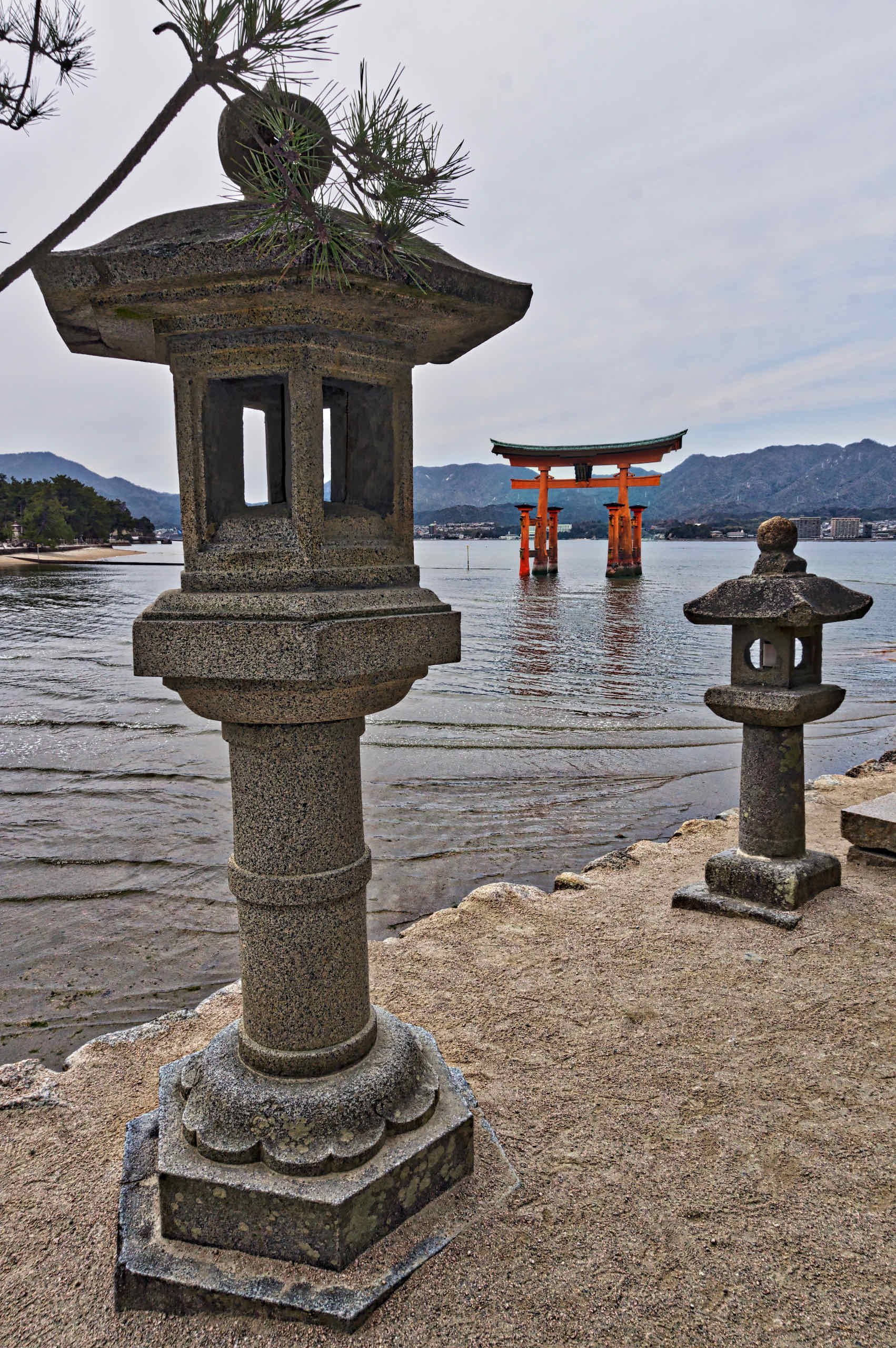 stone lanterns and o torii gate
