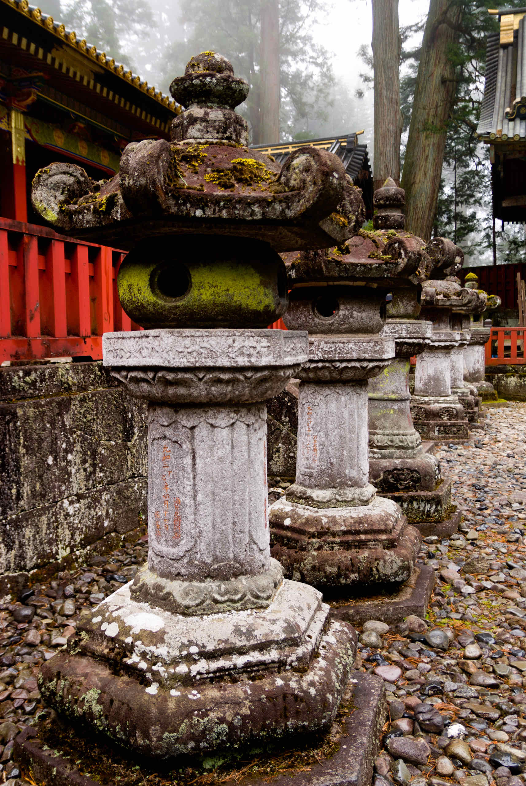 stone pillars outside middle sacred warehouse (中神庫)